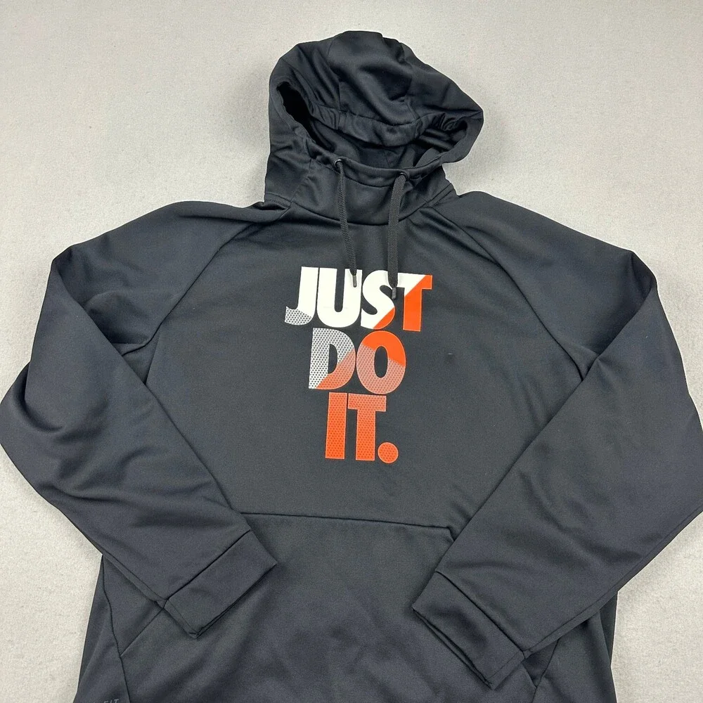 Nike Hoodie Men Extra Large Black Just Do It Spell Out Sweatshirt Swoosh XL